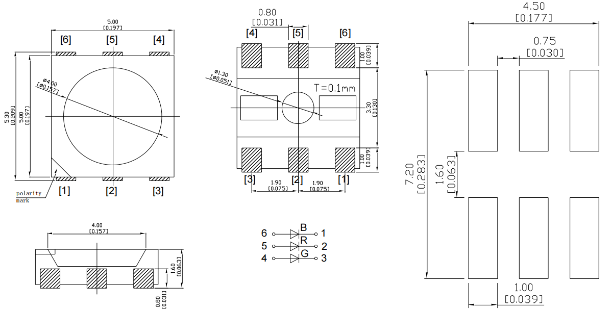 SMD LED 5050 RGB 0.2W