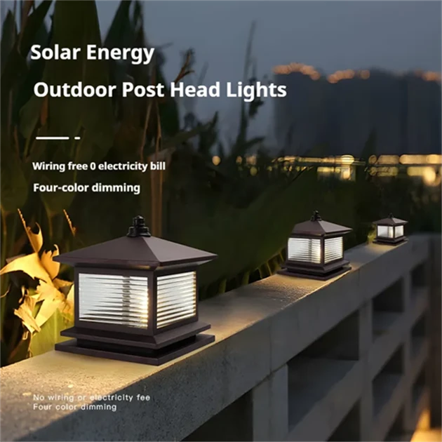 Solar LED Courtyard Lights – Waterproof Wall/Column Mount For Garden & Villa Decor