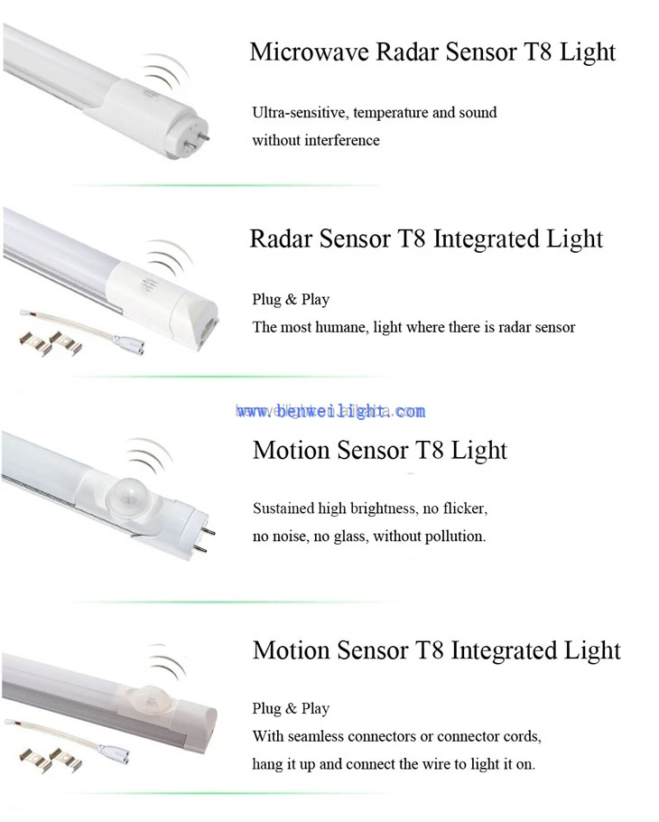 PIR infrared sensor led tube lamp fixture